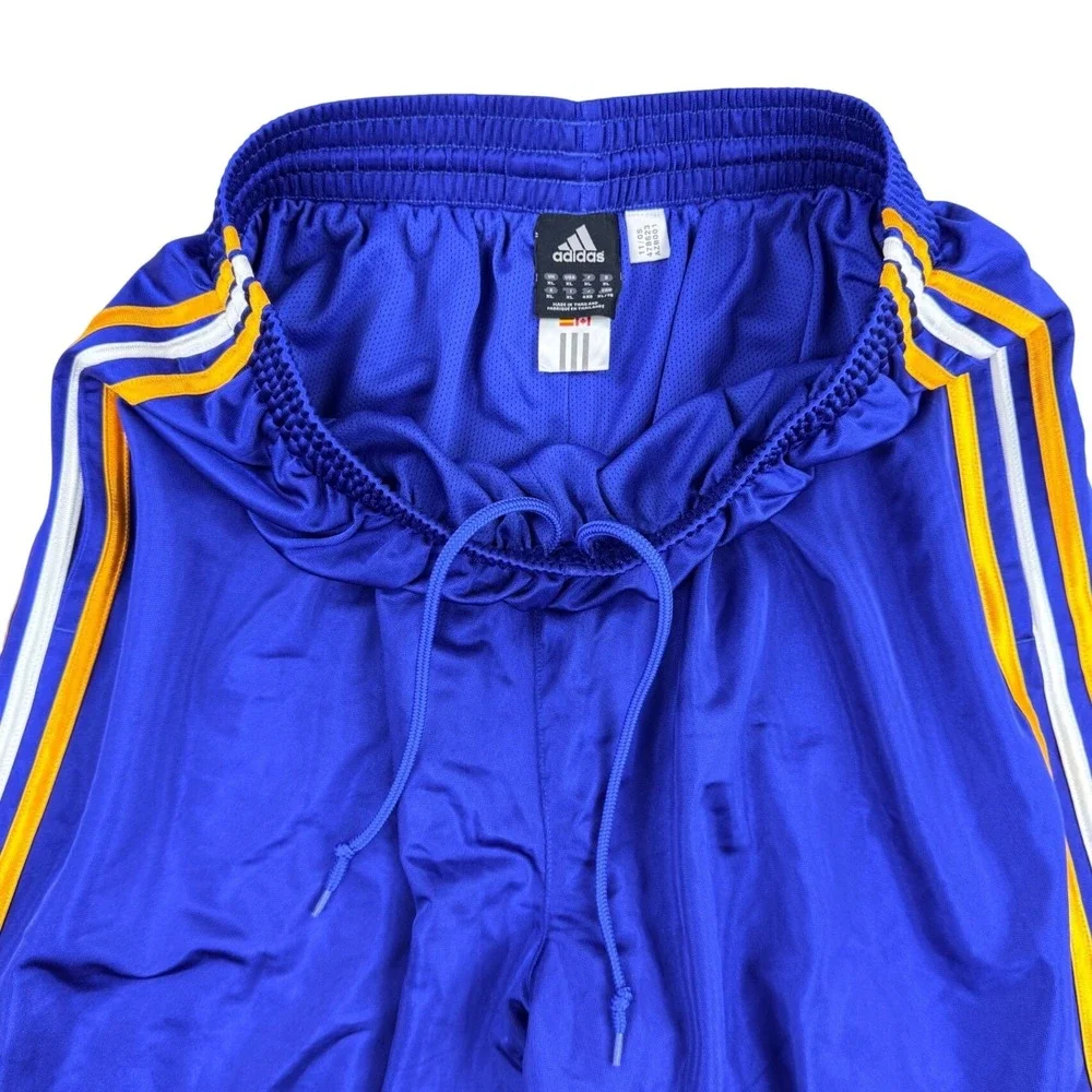 Adidas‎ Basketball Dazzle Sparkle Shorts Men XL Long Blue Yellow Striped VTG 10